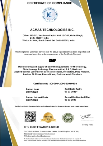 GMP Certificate of Acmas Technologies Inc.
