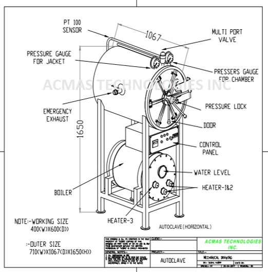 Horizontal Autoclave diagram